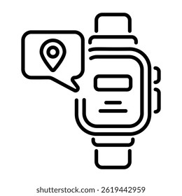 A line style icon of a smartwatch with features