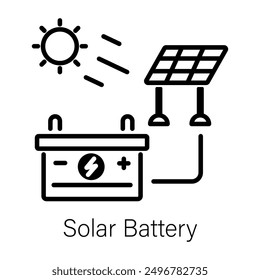 A line style icon of solar battery charging 