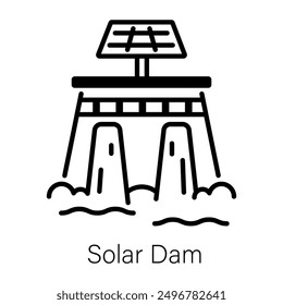 A line style icon of a solar dam 