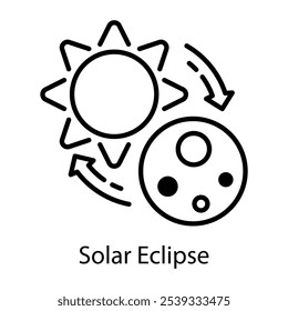 Um ícone de estilo de linha do eclipse solar 