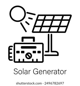 Line style icon of solar generator  