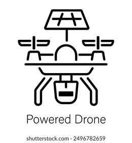 A line style icon of solar powered drone