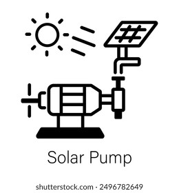 A line style icon of a solar pump