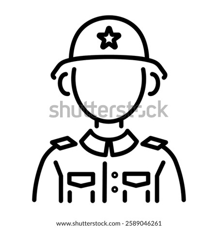 A line style icon of a soldier 