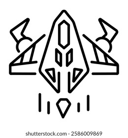 A line style icon of space starship 