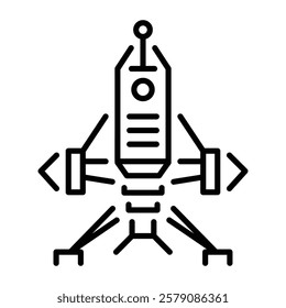 A line style icon of a spacecraft model 