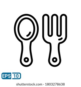 line style icon of spoon and fork. vector illustration for graphic design, website, UI isolated on white background. EPS 10