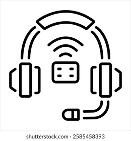 A line style icon of streaming headset 