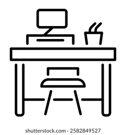 A line style icon of study desk 