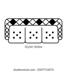 Line style icon of stylish settee 