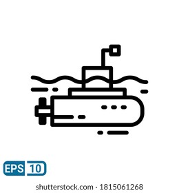 line style icon of submarine. vector illustration for graphic design, website, UI isolated on white background. EPS 10