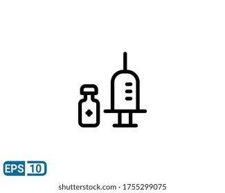 line style icon of syringe. vector illustration for graphic design, website, UI isolated on white background. EPS 10