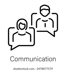 He aquí un icono de estilo de línea de la comunicación en equipo 