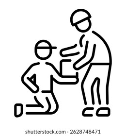  A line style icon of teen helping