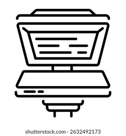 A line style icon of teleprompter