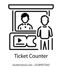 Line style icon of ticket counter 