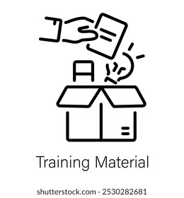 Un icono de estilo de línea de material de entrenamiento 