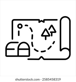 A line style icon of treasure map 