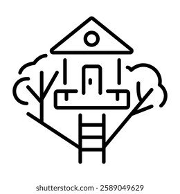 A line style icon of tree home 