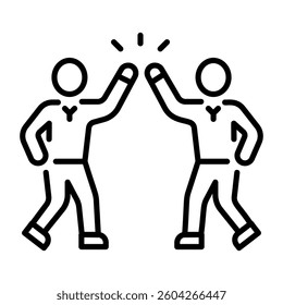 A line style icon of two friends giving high five 