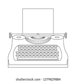 Line style icon of a typewriter machine.  Journalist equipment. Vintage tehnology. Keyboard. Antique equipment. Clean and modern vector illustration for design, web.