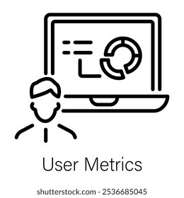Ícone de estilo de linha das métricas do usuário 