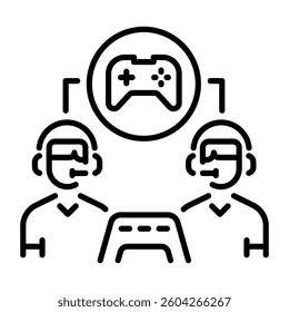 A line style icon of video game partners 