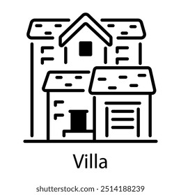 Um ícone de estilo de linha da villa 