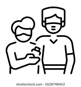 A line style icon of volunteer