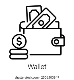 A line style icon of a Wallet