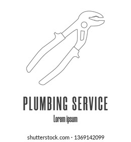 Line style icon of a water cimping pliers. Plumbing or repair service logo. Clean and modern vector illustration.