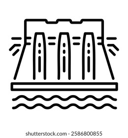 A line style icon of water dam 