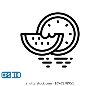 line style Icon of watermelon. white background. summertime theme illustration. EPS 10