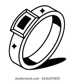 A line style icon of wearable scanning ring
