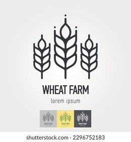 Line style icon of a wheat. Logotype template. Vector logo design.