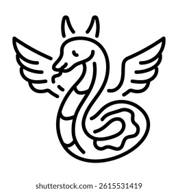 A line style icon of a winged serpent 