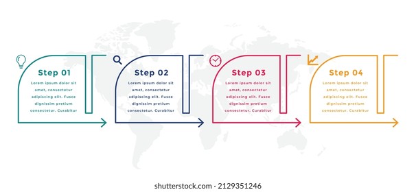 infografía de estilo de línea plantilla de cuatro pasos