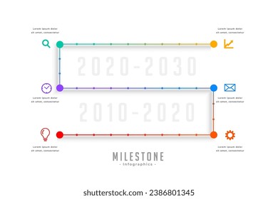 diseño de trazado de hito infográfico de estilo de línea un proceso para vector de crecimiento