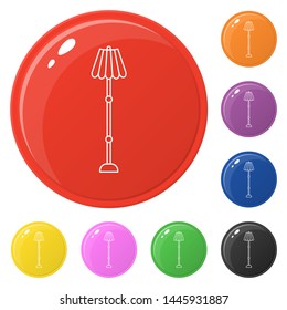 Line style lamp icons set 8 colors isolated on white. Collection of glossy round colorful buttons. Vector illustration for any design.