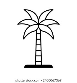 estilo de línea logotipo silueta de árbol de palma vector fondo blanco aislado icono de playa hojas patrón de icono de logotipo cartel 