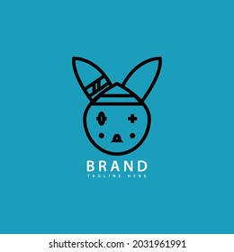 Line style logo with  rabbit