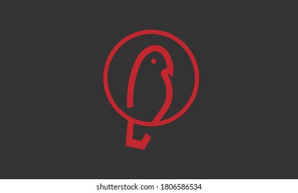 Line style logotype with a bird on a branch on black background.