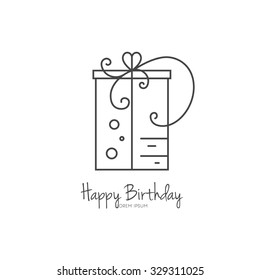 Line style logotype template with beautiful present. Isolated on background and easy to use. Perfect logo for your business. Clean and minimalistic. Christmas series.