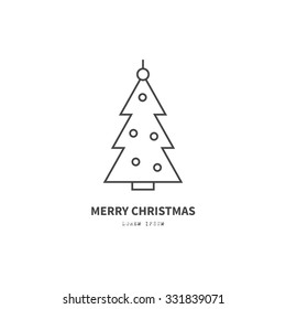 Line style logotype template with christmas tree. Easy to use business template. Christmas series.