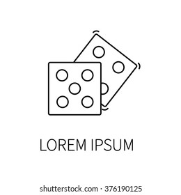 Line style logotype template with dice. Isolated on white background .