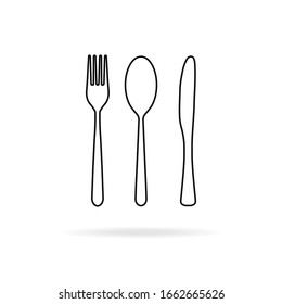 Line style logotype template with dining tools. Vector abstract logo or emblem.