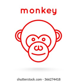 Line style logotype template with a monkey.