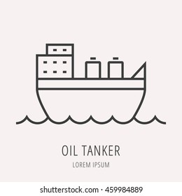 Line style logotype template with tanker. Easy to use business template. Vector abstract logo or emblem.