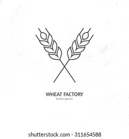 Line style logotype template with wheat. Easy to use business template. 