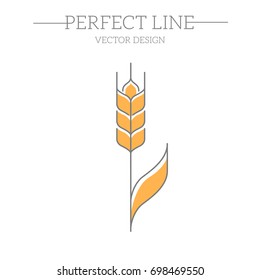 Line style logotype template with wheat